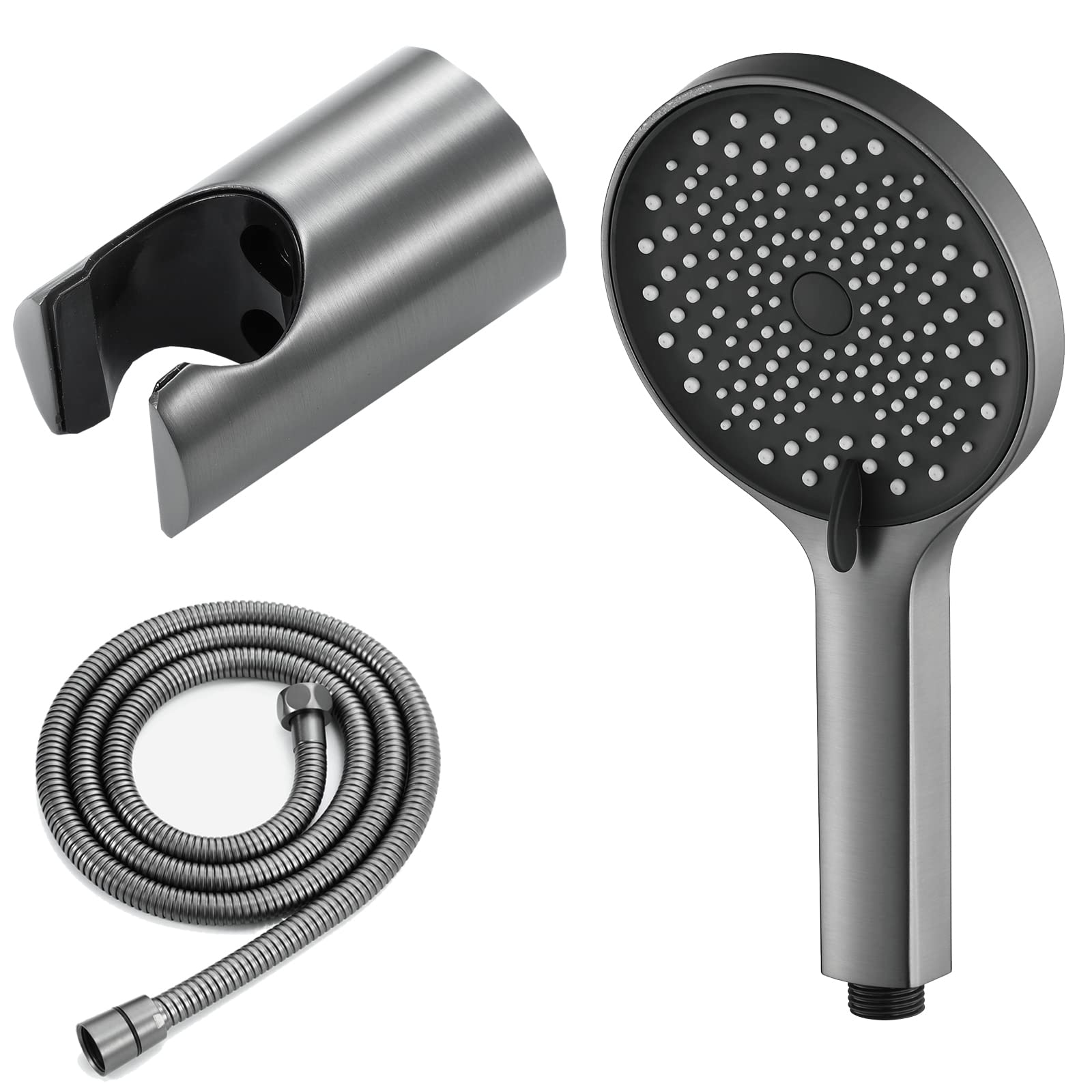 Gris Alcachofa de Ducha ABS Universal Cabezal de Ducha 3 Modos Cabezal de Ducha de Mano Alta Presión Ahorro de Agua Telefono Ducha con 1.5M PVC Manquera Ducha, Acero Inoxidable Soporte