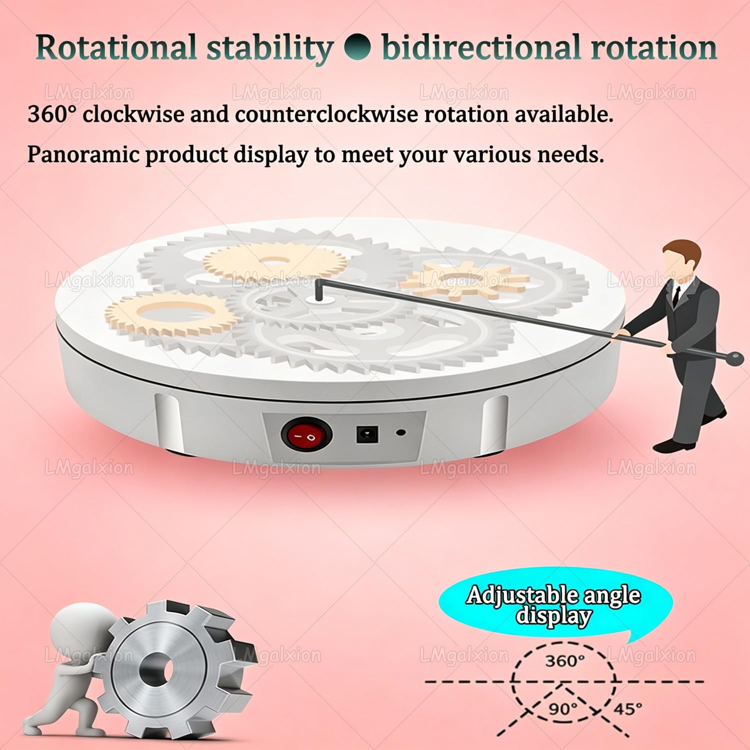 Piattaforma Rotante Elettrica (52 Cm / 60 Cm) per Fotografia di Prodotto Black-52cm | Base Espositiva Girevole Motorizzata E Silenziosa Con Telecomando,Rotazione a Velocità Variabile (40-120 S)