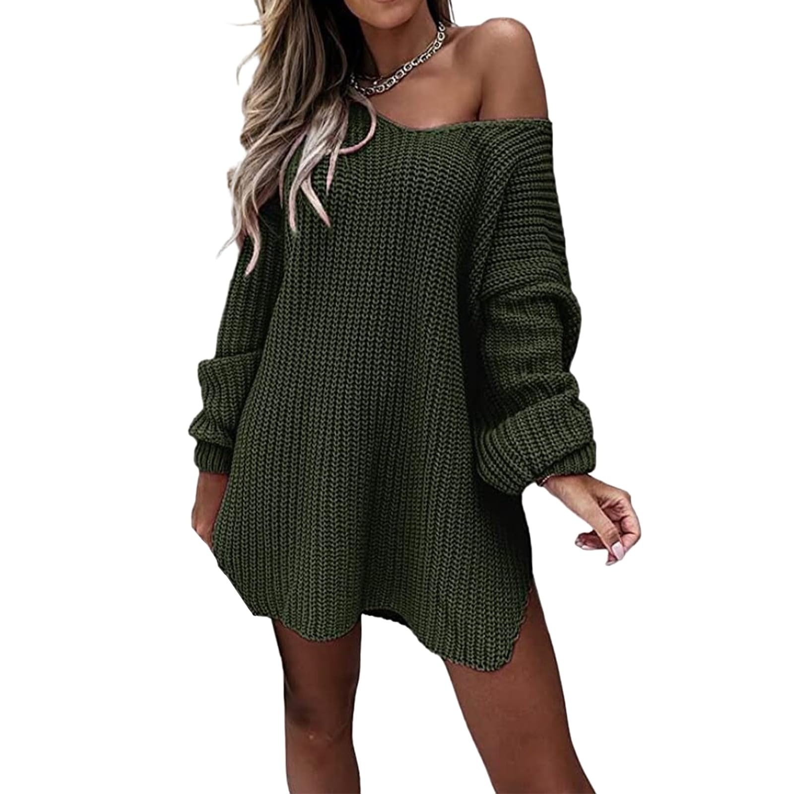 Oversized Sweaters for Women Off The Shoulder Sweaters Puff Long Sleeve Slouchy Pullover Jumper Crochet Tops Clothes