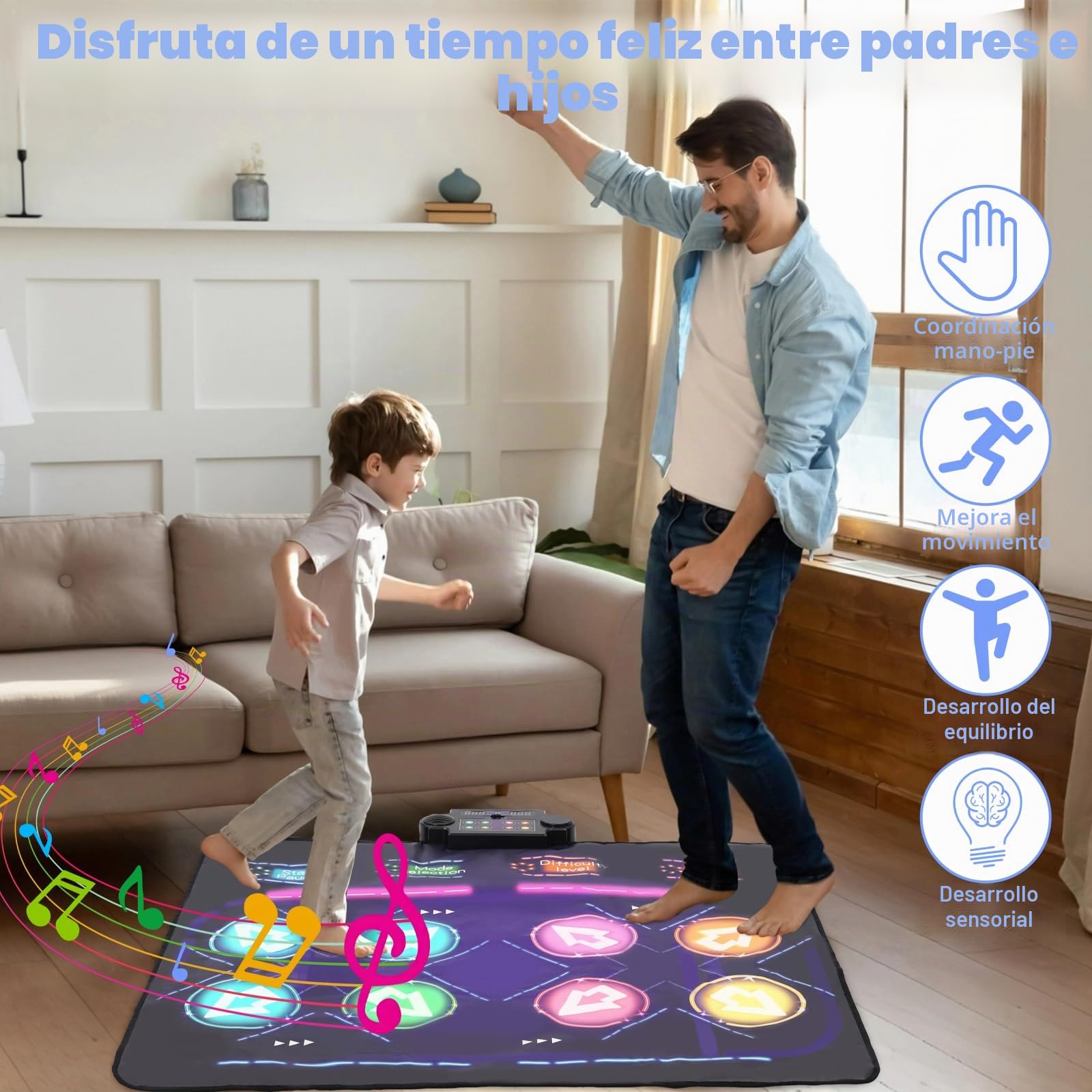 Alfombra de Baile Doble para Niños, con Cuatro Modos de Competición, 8 Pantallas LED, Apto para Niños y Niñas de 3, 4, 5, 6, 7 y 8 Años en Adelante, Cumpleaños y Navidad.