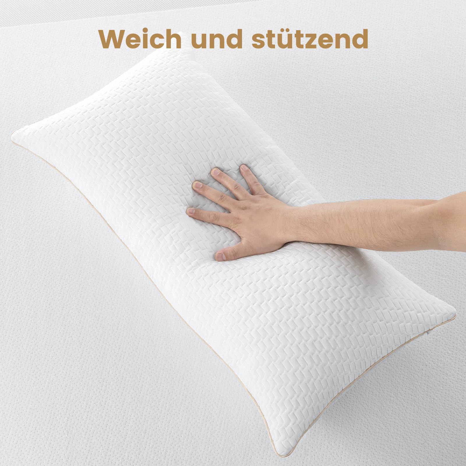 BedStory Kopfkissen 40x80 2er Set Bambusfasern Bezug Antimilben antibakteriell Mikrofasern 950g hypoallergen atmungsaktiv