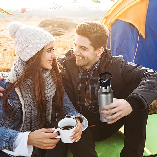 Miniatura 7 de Volhoply Botella de agua aislada de 17 onzas para niños, botellas de agua de acero inoxidable con tapa con pajilla, botella de agua metálica al