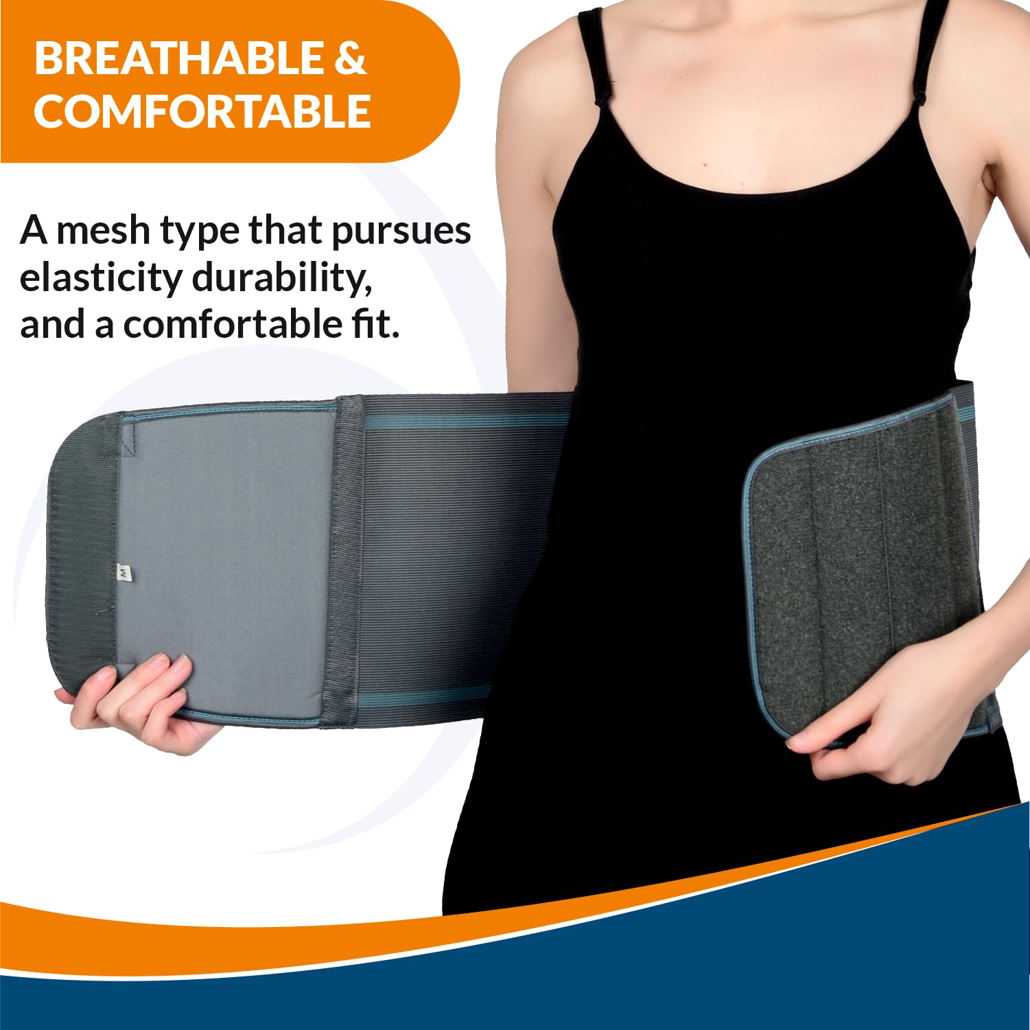 AccuSure Abdominal Support Tummy Trimmer Belt for Tummy Reduction, Lumbo Sacral, Breathable, Compression & Support for Men & Women, XL 1