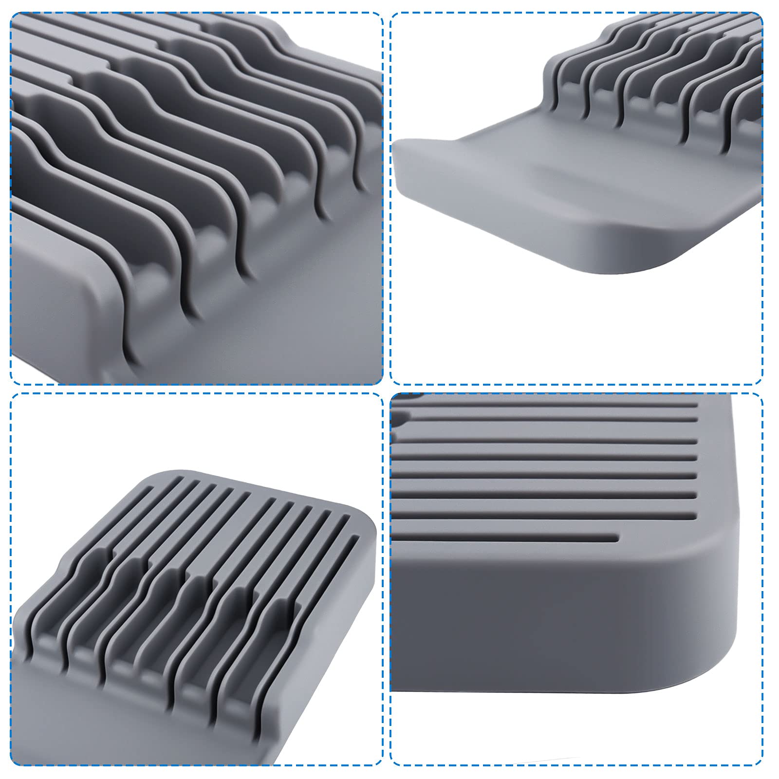 Portacoltelli organizzatore,Blocco Coltelli in Plastica di Alta qualità,Cassetti Organizzatore Coltelli e Supporto per Coltelli con Fessure di Sicurezza,Portacoltelli da Cucina(Grigio)