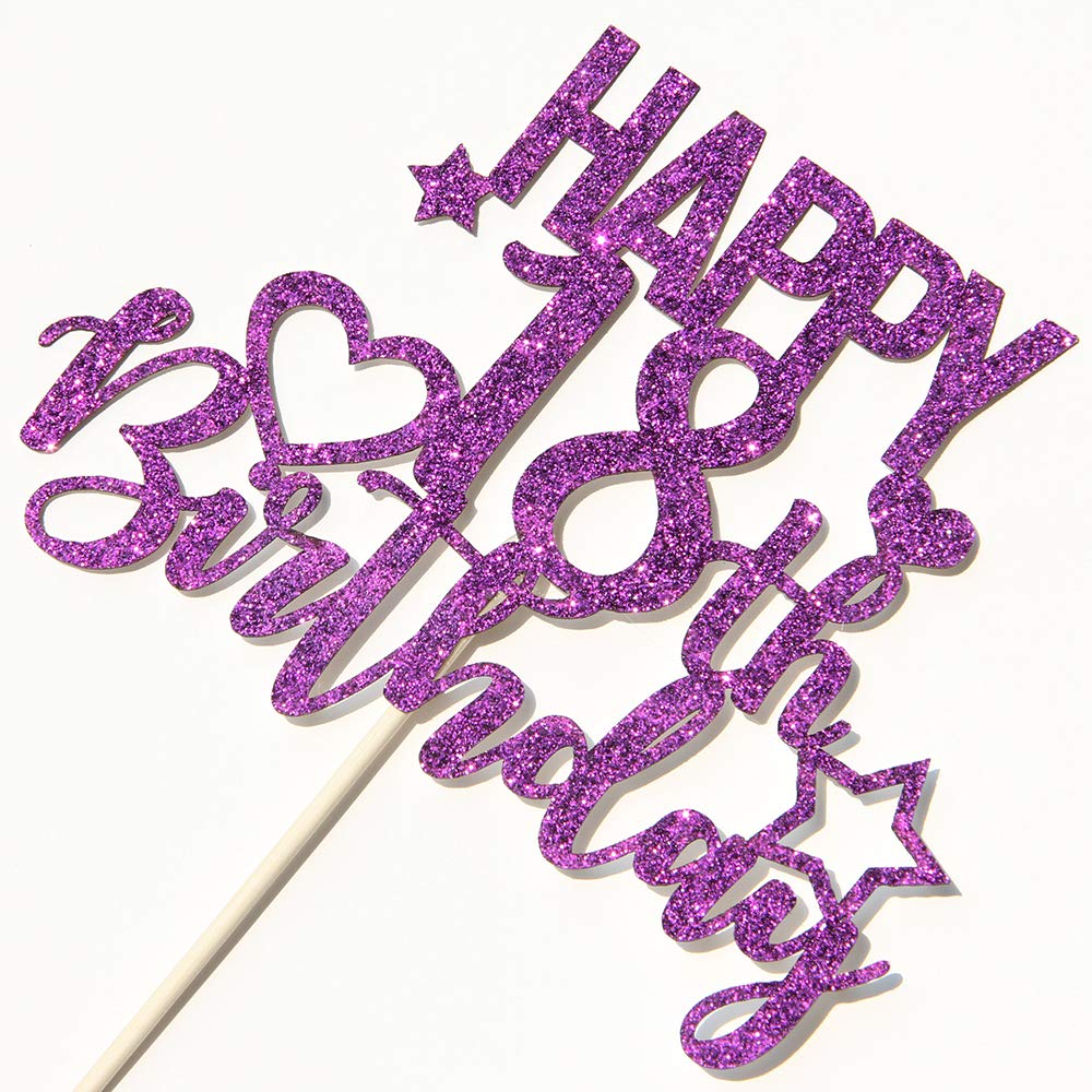 Snapklik.com : INNORU Purple Glitter Happy 18th Birthday Cake Topper ...