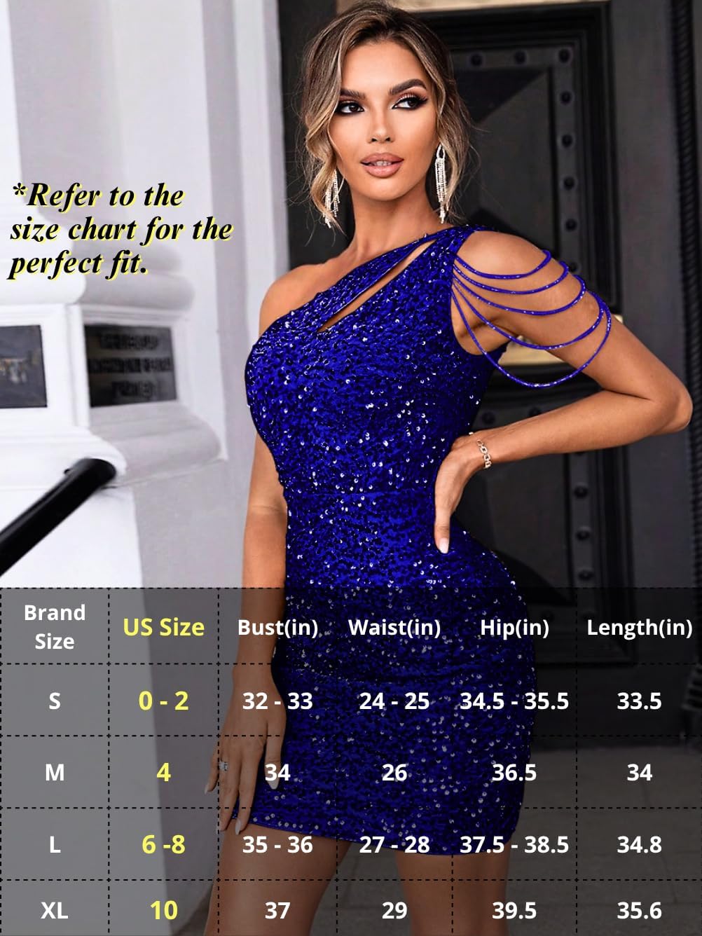 Kaei&Shi Sequin Velvet Prom Dress,Cut Out One Shoulder Short Formal Dresses,Sparkly Outfits Women HOCO Birthday Cocktail - Image 7