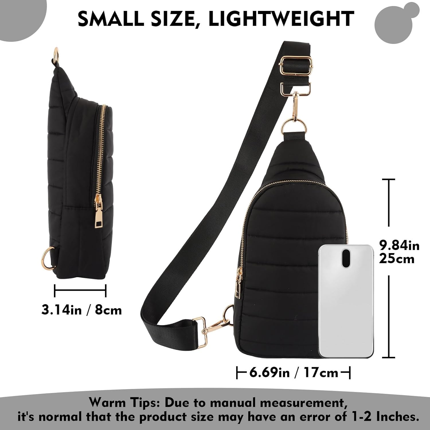 Small Sling Bag for Women Quilted Crossbody Bags for Women Puffer Fanny Pack Backpack Puffy Chest Purse for Travel - Image 4