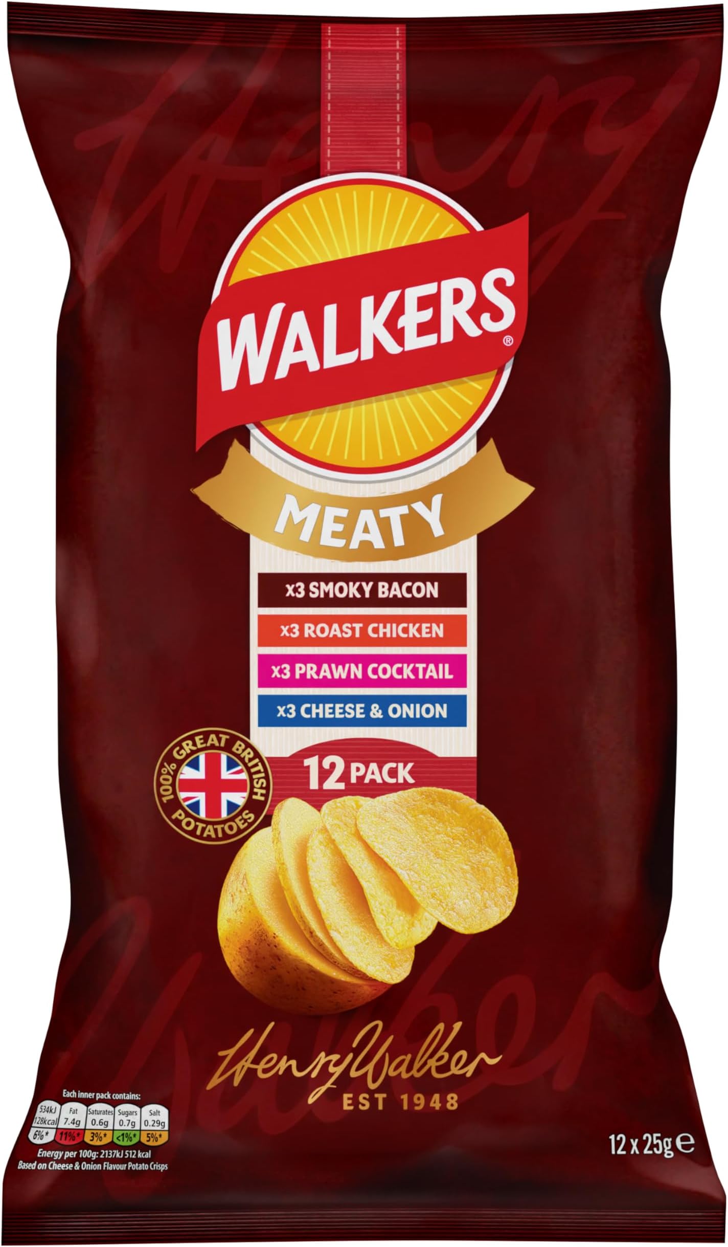 Walkers Meaty Variety Multipack Crisps 12x25g