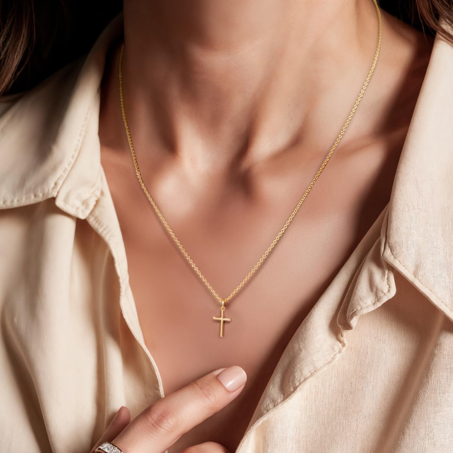 Cross Necklace for Women 14K Gold Cross Necklaces for Women Gold Crosses Chain Pendant for Womens Necklaces Embraces Simplicity and Quiet Confidence Crosses Chain Pendant Necklace for Womens