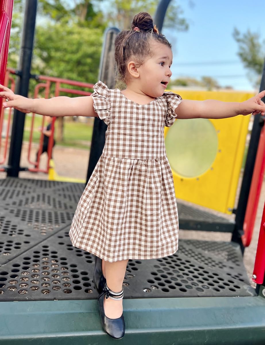 AGQT Baby Girls Plaid Dress Summer Fall Gingham Outfits for Toddler 6M-8T