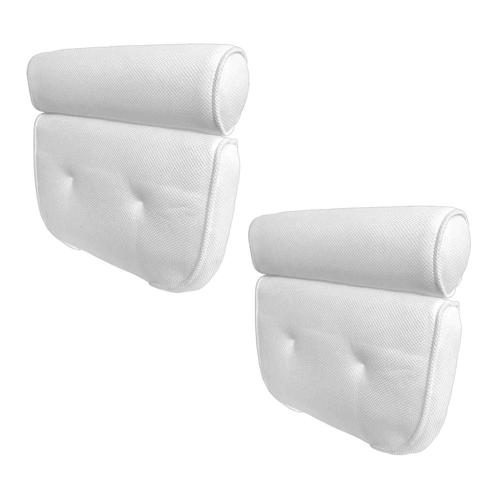 HAC24 2er Set Badewannenkissen Nackenkissen Weiß Wannenkissen Kopfkissen Polyester Badekissen Kopfstütze Badewannen Kissen