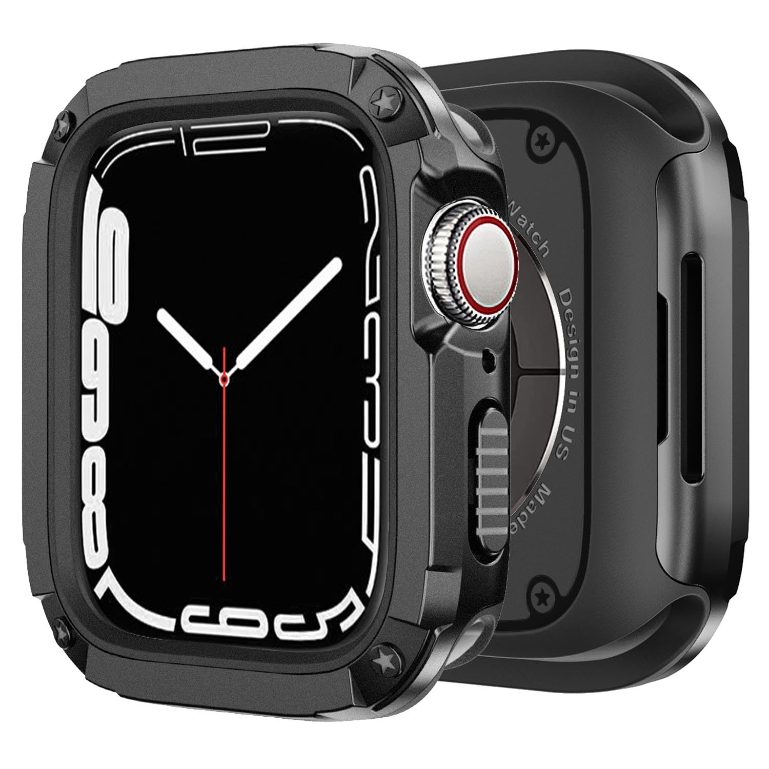 BOTOMALL Soft Silicone Bumper with PC Cover Compatible with Apple Watch Case 40mm 41mm Series 9 8 SE2 7 6 SE 5 4,Military Grade Durable Slim Protector for iWatch Men Women [No Screen Protector]-Black