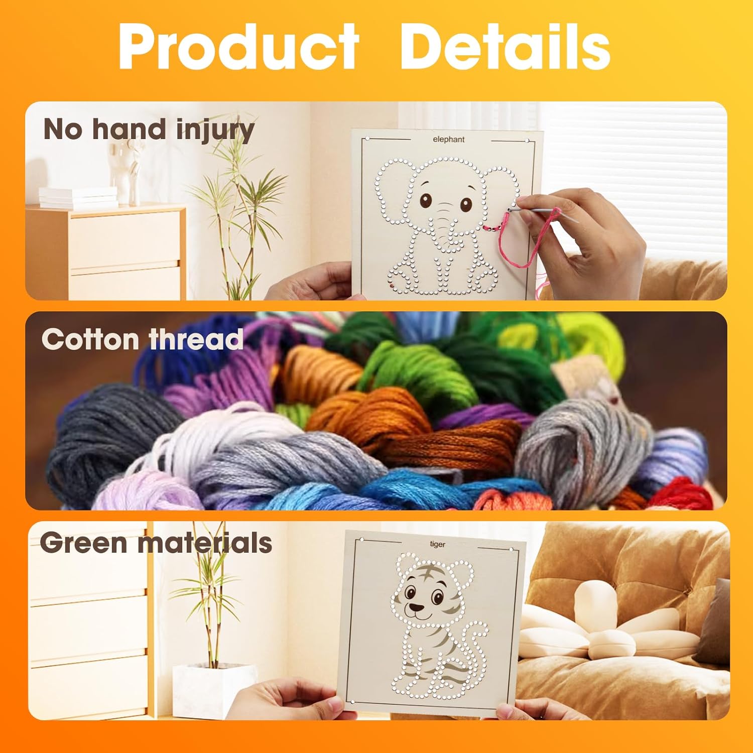 Ukontagood 16 Pack Montessori Wooden Lacing Toys, Sewing Kit Fine Motor Skill Busy Board, Sewing Lacing Weaving Wooden Boards for Toddlers and Kids