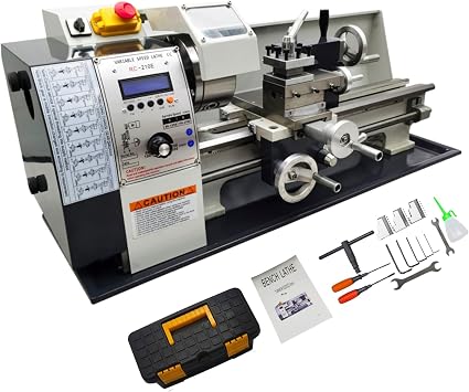Mini Metal Lathe Machine Precision Benchtop Lathe Electronic Gear Change for Automatic Inch and Metric Conversion Brushless Motor 1100W 110V