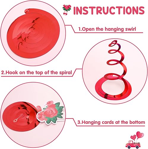 Miniatura 4 de Decoraciones de San Valentín en espiral 28 piezas de adornos en espiral de techo decoraciones para el día de San Valentín para el hogar aula oficina