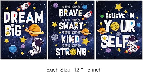 Miniatura 2 de Yuzi-n Decoración de habitación del espacio exterior, arte de pared de astronauta espacial, decoración de pared inspiradora para habitación de