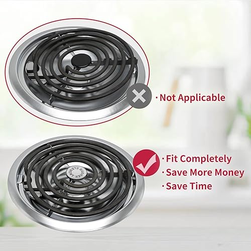 Miniatura 4 de MP22YA Juego de Repuesto de Elemento Quemador de Estufa Eléctrica y W10290350 W10290353 Paquete de 4 Bandejas de Goteo Plateadas - Ajuste Perfecto
