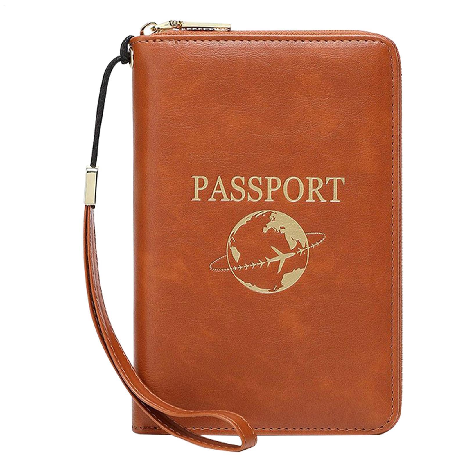 Portapassaporto,Organizzatore Multi-Tasca In PU Bloccante | Portafoglio | Passaporto per Uomini con Cerniera,Per Documenti Contanti Biglietti Aereo Vacanza Familiare Business Crociera Pendolarismo