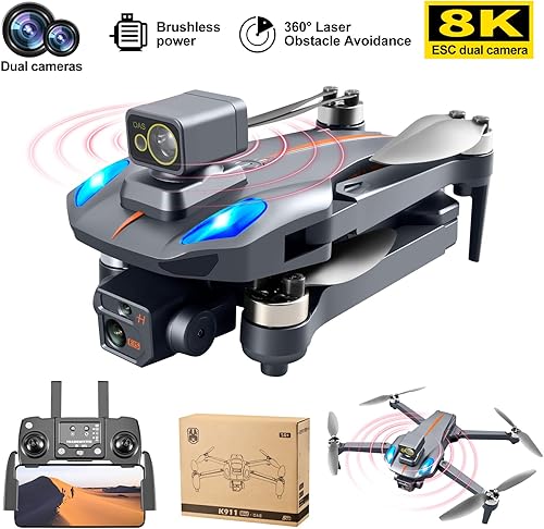 Vista 2 de K911 MAX GPS Drone 4K Profesional Obstáculo Evitación 8K Dual HD Cámara Motor sin escobillas Quadcopter Plegable RC Distancia 1200M