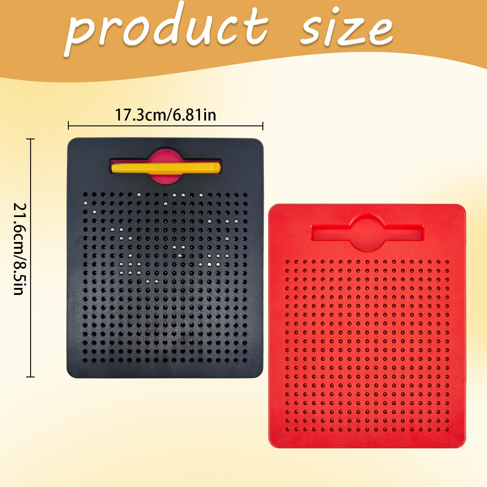2 tablas de dibujo magnéticas pequeñas, magnéticas, bolas de acero, placas magnéticas para dibujo de bolas de acero magnético para niños (cuadrado)