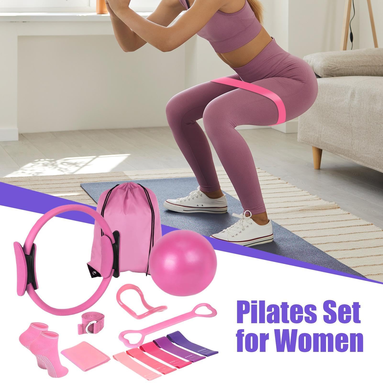 13PCS Set di attrezzature Pilates, kit Pilates, Pilates Ring Circles Attrezzature Pilates per l'allenamento a casa, set di anelli e palline, Anello di pilates tonificanti, per domestiche pilates
