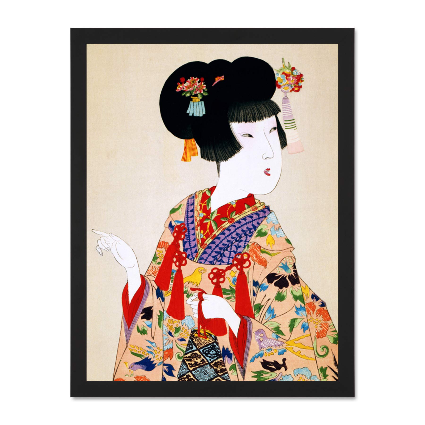 Chikanobu True Beauty Kimono Japan Large Framed Art Print Poster Wall Decor 18x24 inch