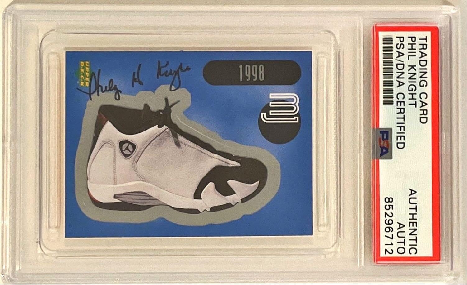 1998 UD Michael Jordan Shoes Phil Knight Nike Signed Auto Sticker #20 PSA/DNA - Autograph…