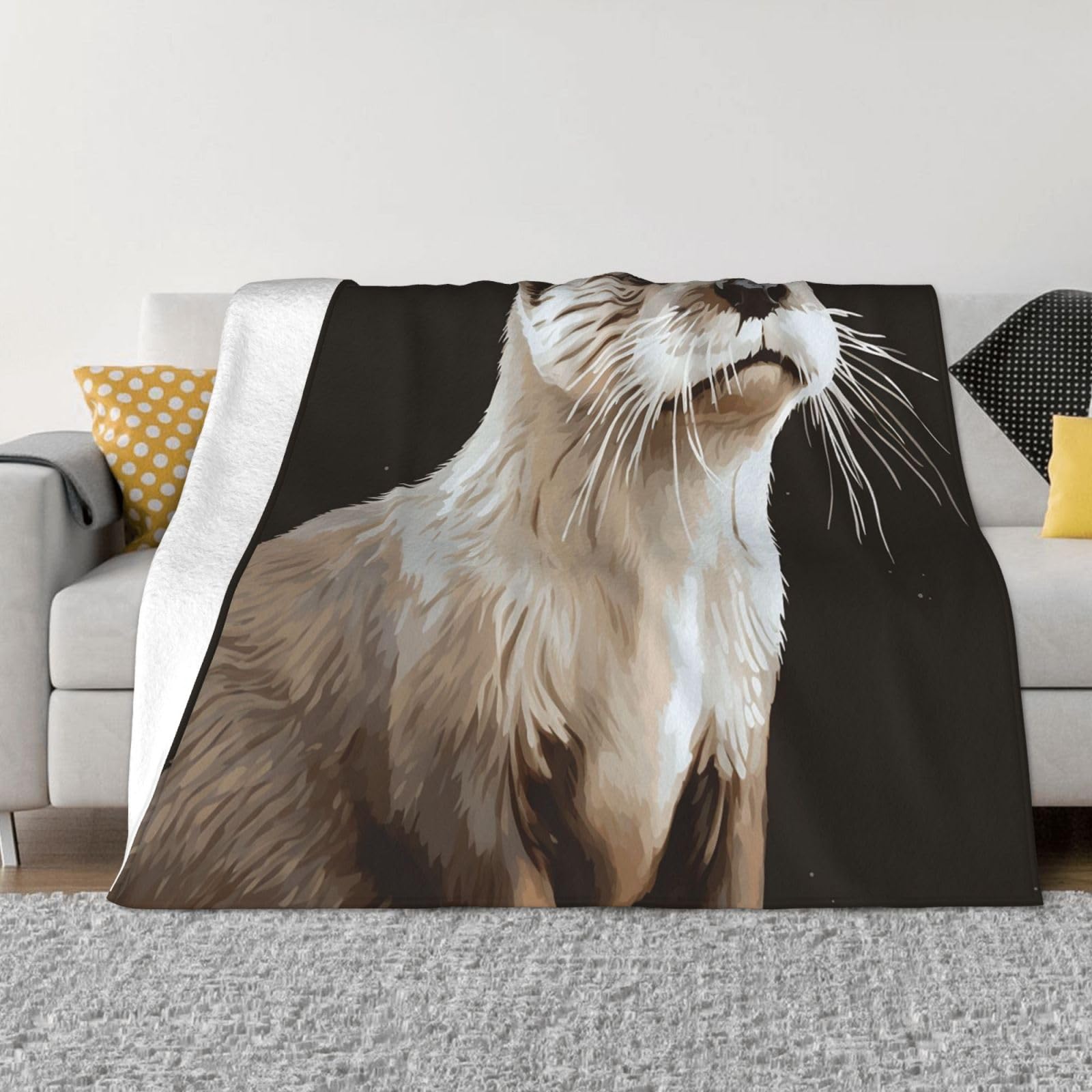 FodPand Otter Fleece Blanket 60"x50" Lightweight Warm Throw Blanket for Bed Couch Cozy Air Conditioning Quilt All Seasons Decorative Fuzzy Blankets Gifts for Women Men