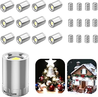 12 PCS Mini LED Lights Battery Operated Cold White Tiny Small Lights for Shadow Boxes, Crafts, Dollhouse Lighting, LEGO, Displays & Action Figures, Includes 12 Extra Battery Sets