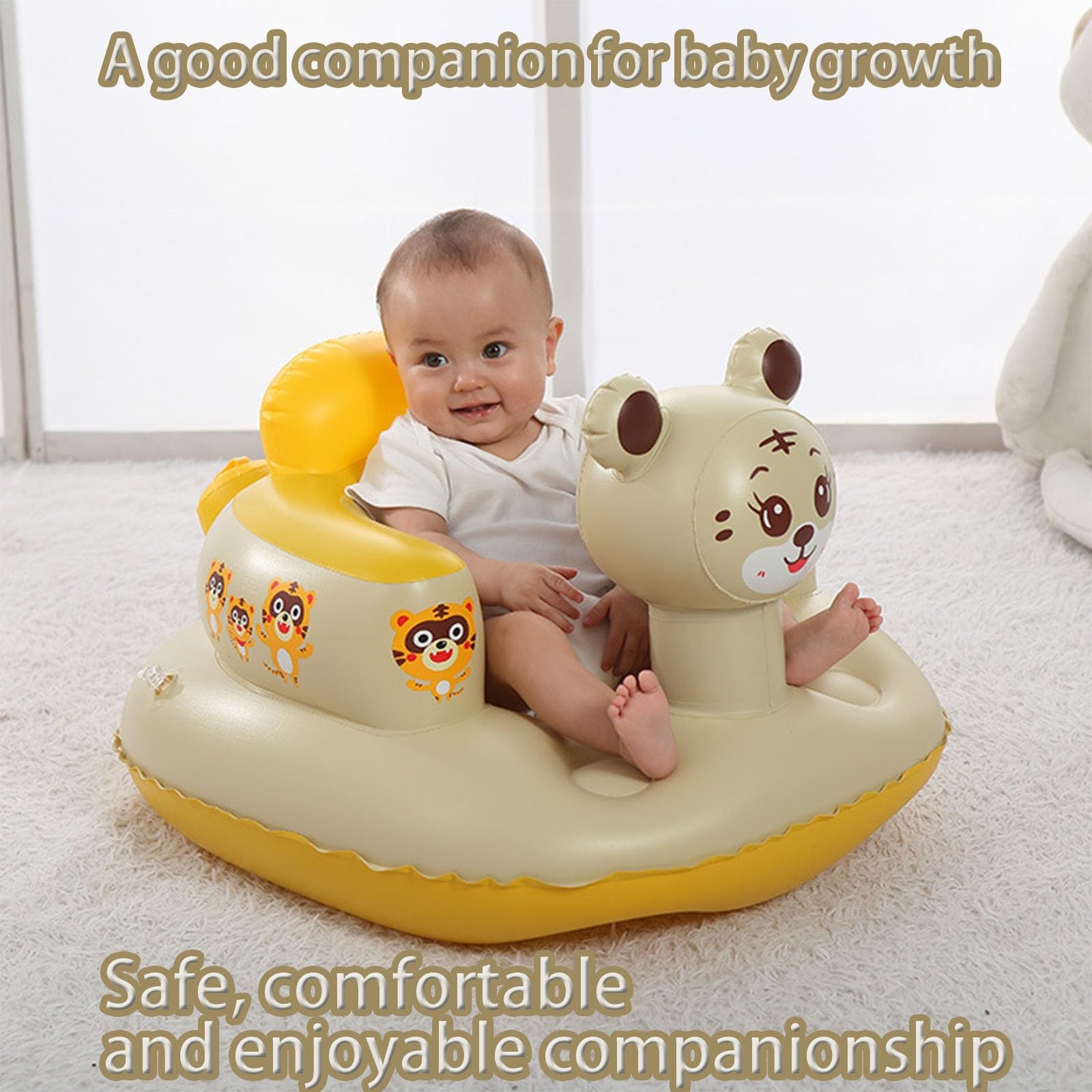 Silla Inflable portátil para bebé con Respaldo, Ideal para Uso doméstico.(B,100 * 60 * 40cm)