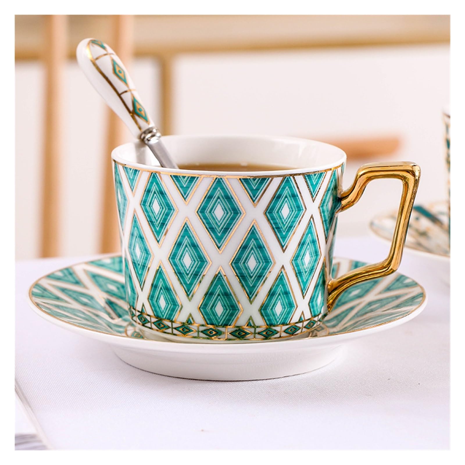 Filiżanka do kawy i herbaty ceramiczna popołudniowa filiżanka do herbaty kwiat zestaw do herbaty z tacą z łyżeczką filiżanka do espresso