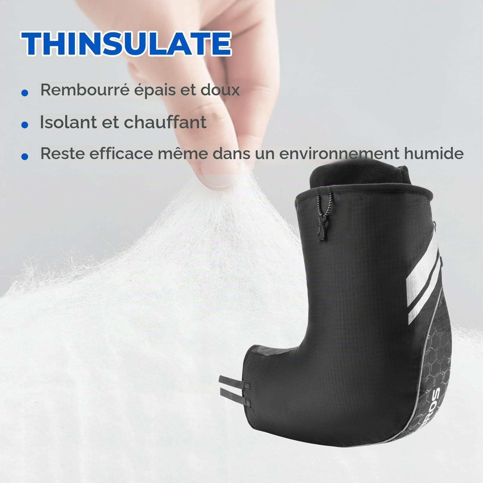 ROCKBROS Manchons Vélo Guidon Thermique Polaire Gants de Guidon Hiver Impeméable Réfléchissant pour VTT Vélo Electrique Trottinette