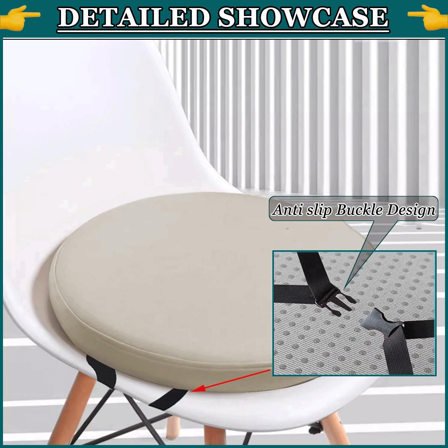 Galette de Chaise Rond en Cuir PU Imperméable - Coussin de Siège Antidérapant et Détachable - Mousse Mémoire 30/35/40/50cm - Usage Intérieur/Extérieur Bureau,Cuisine,Jardin,Salon(Color 5,4pcs 40x40x5c