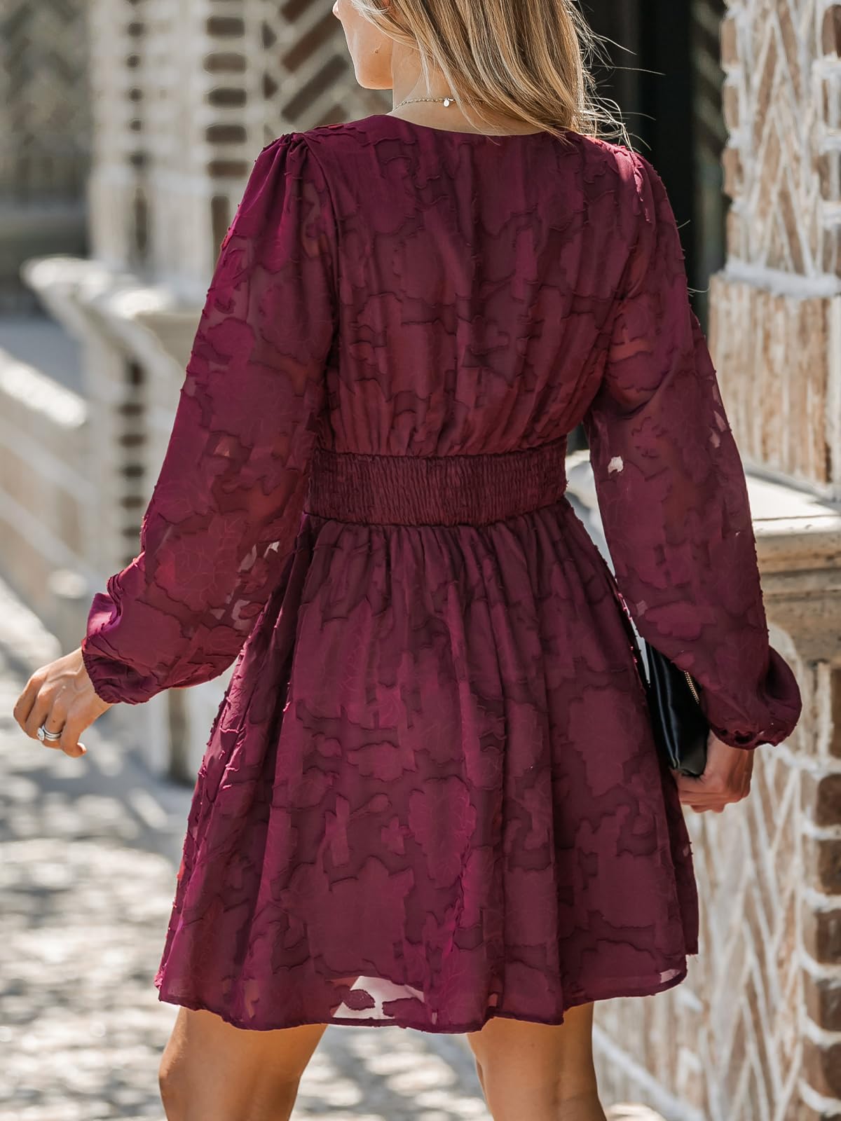 Cupshe Robe courte près du corps en dentelle, manches longues, imprimé floral, pour fêtes, M