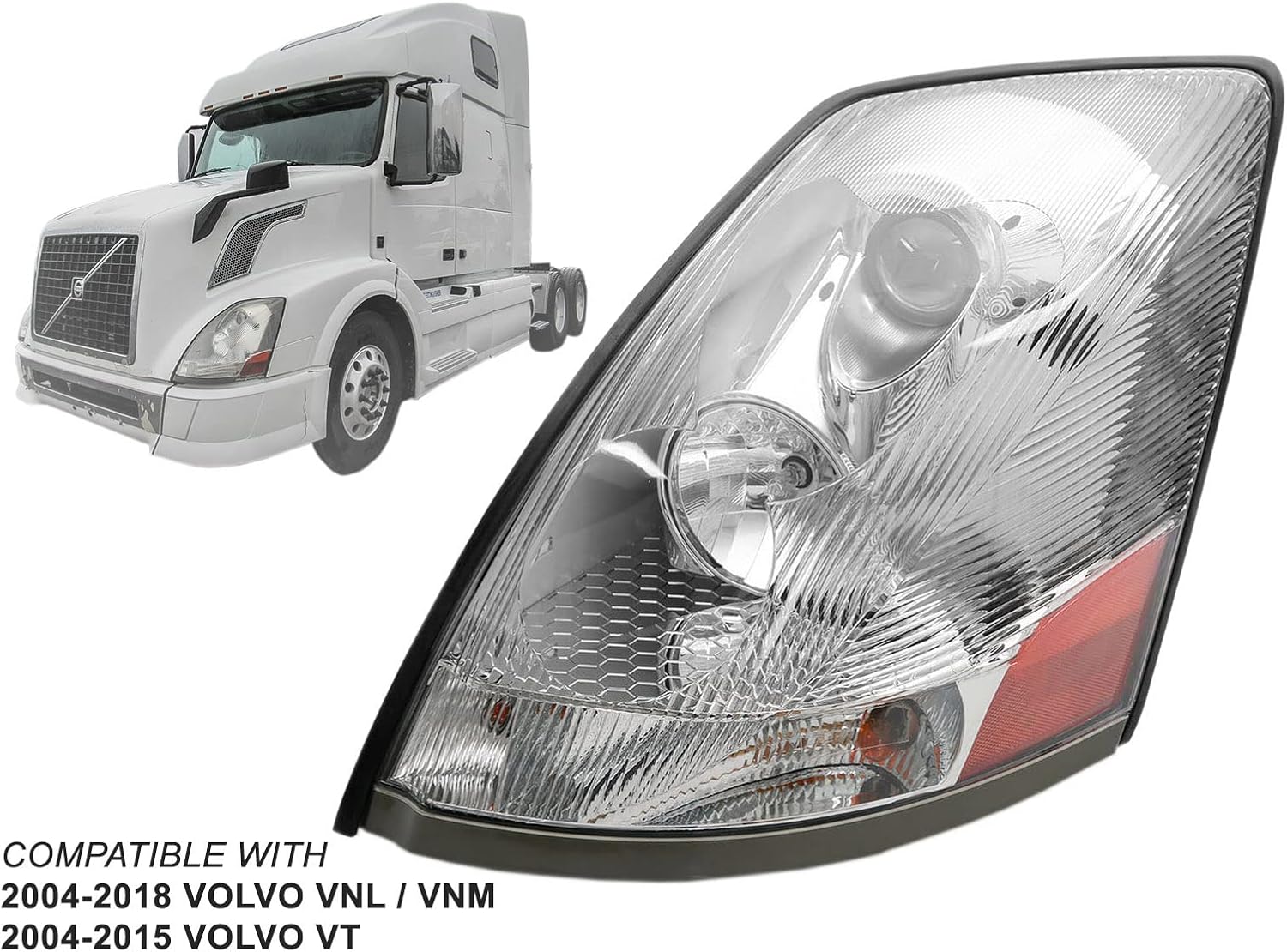 Auto Parts Avenue APA Replacement Headlamp Chrome for 2004-2018 VN VNM VNL 2004-2015 VT Driver Left LH Side 82329590