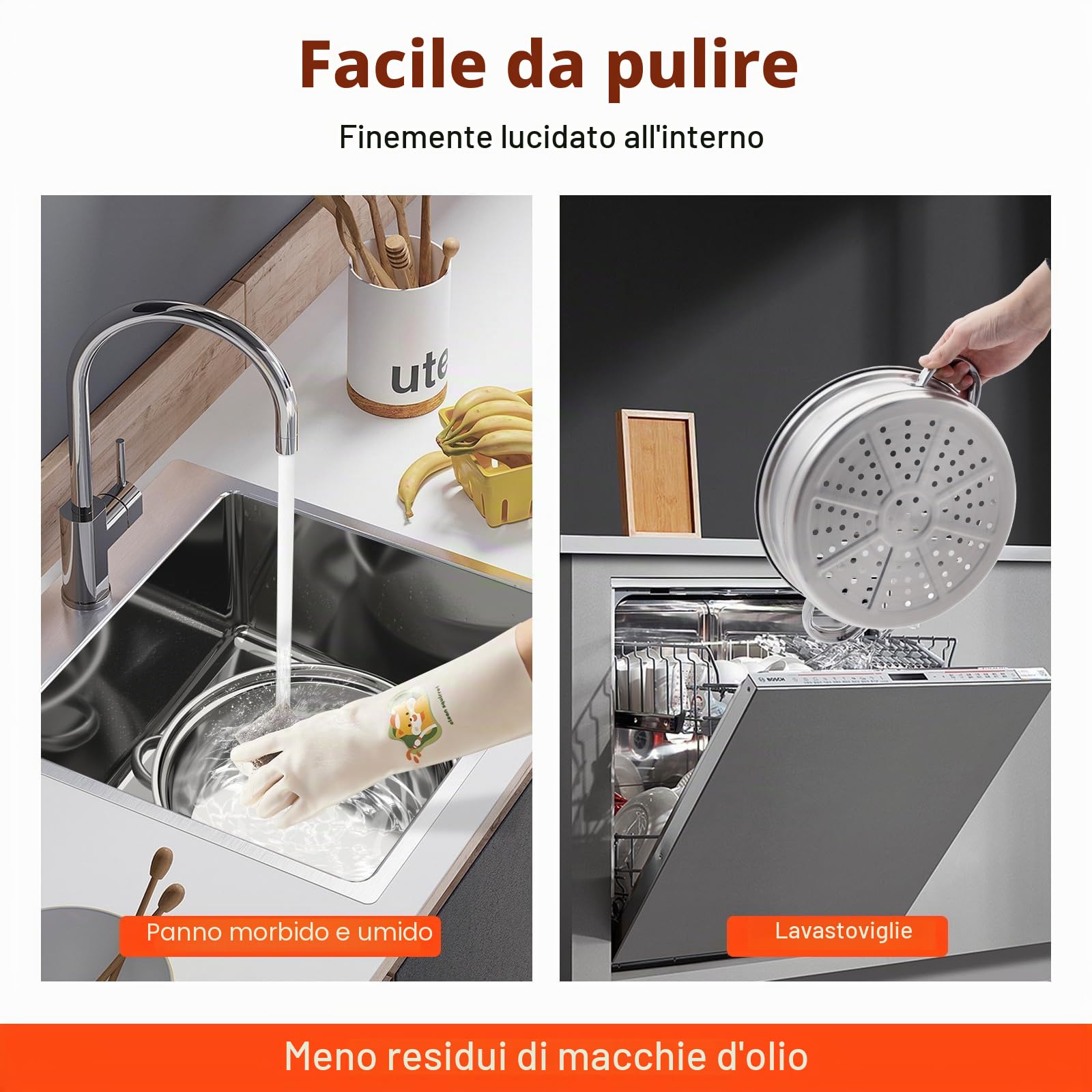 Pentola a vapore in acciaio inox, 28 cm, con coperchio in vetro, 3 ripiani, pentola per zuppe, per friggere verdure e verdure