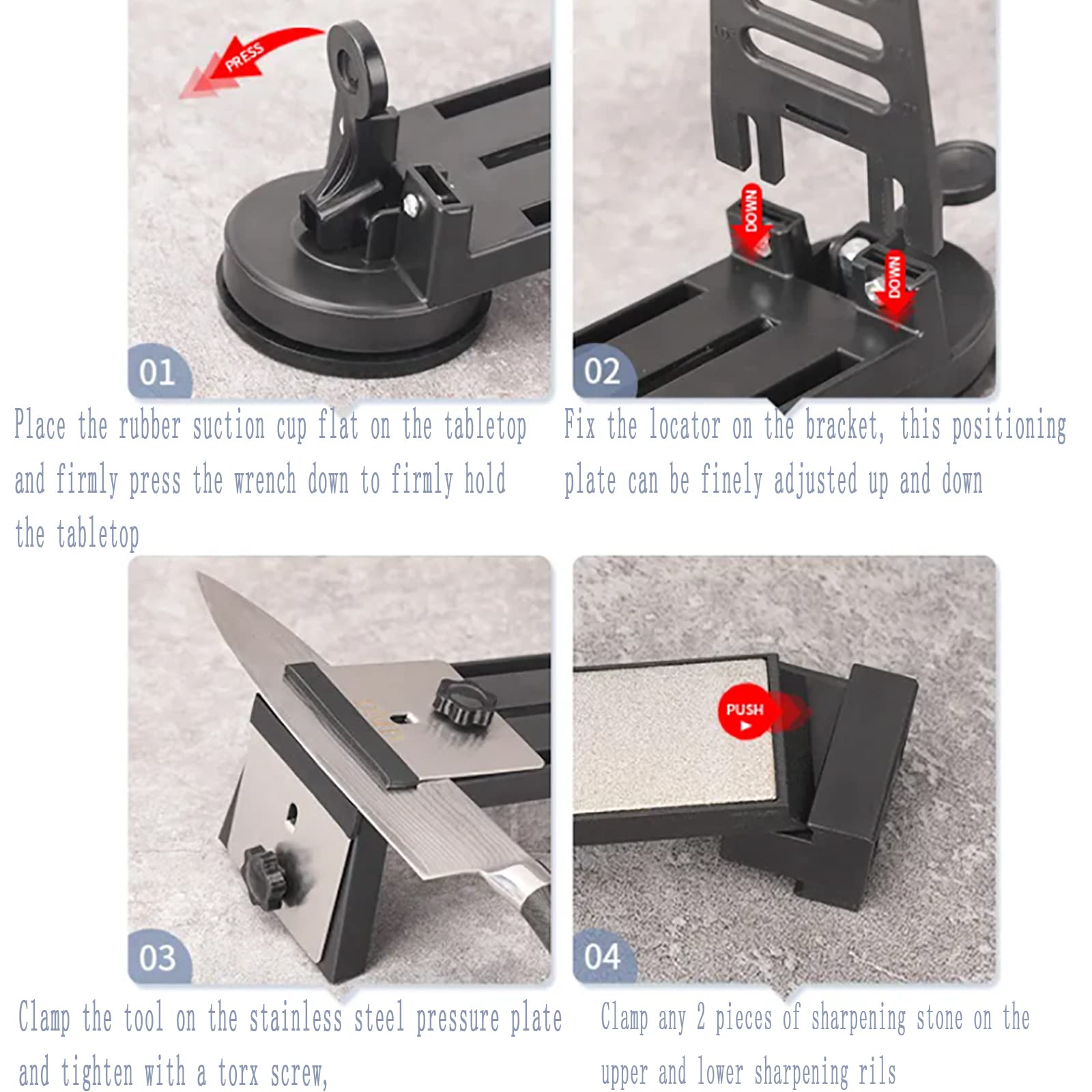 Sistema Per Affilare I Coltelli, Kit Per Affilare I Coltelli Da Chef Da Cucina In Acciaio Inossidabile Ad Angolo Fisso Con 3 Pietre Per Affilare, Facile Da Montare E Dividere, Per Cucina