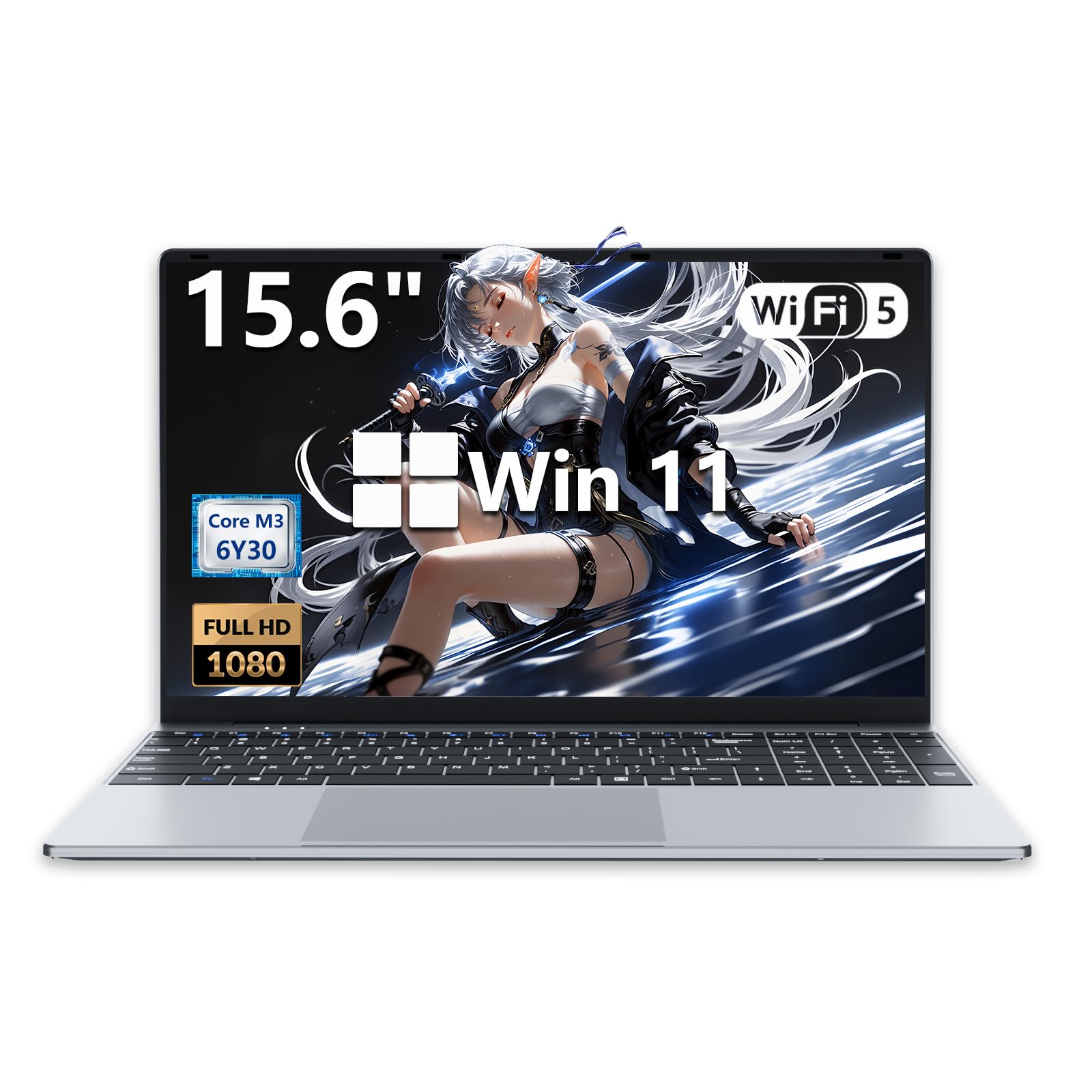 PC Portatile 15,6 Pollici, Notebook Win 11 8Go RAM 256Go SSD, Laptop Core M3 6Y30 CPU Tastiera Numerico Retroilluminata, Computer Portatile sottile e leggero schermo FHD 180° HDMI USB3.0 WiFi5 BT4.2