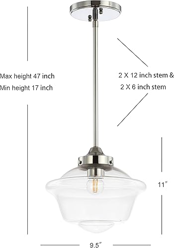 Miniatura 3 de JONATHAN Y JYL3517B Kurtz - Colgante LED de metal  cristal ajustable de 9.5 pulgadas, contemporáneo, transicional, regulable, comedor, sala de