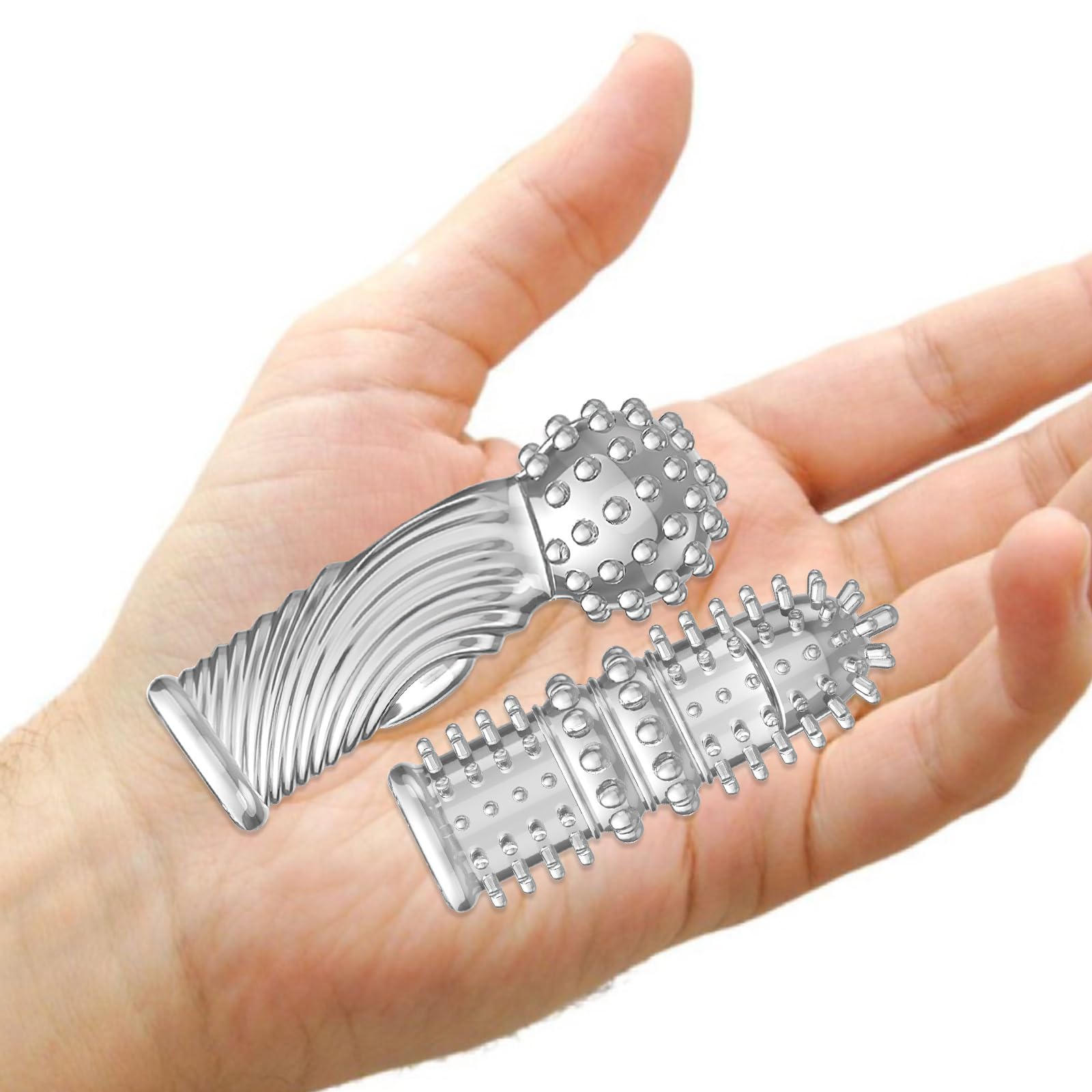Qoosea 4 pezzi Manicotti per Dita per Coppie, Manicotti per Massaggio alle Dita Punto G, Copertura per Dita Facili da Trasportare Sex Toy(Trasparente)