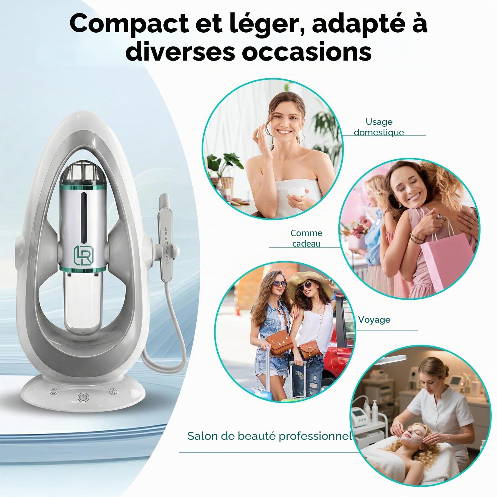 AquaFacial Appareil de nettoyage de la peau multifonction ménage avec oxygène de l'eau, 5 niveaux d'aspiration et 10 embouts – Appareil de nettoyage en profondeur avec micro-bulles pour la maison