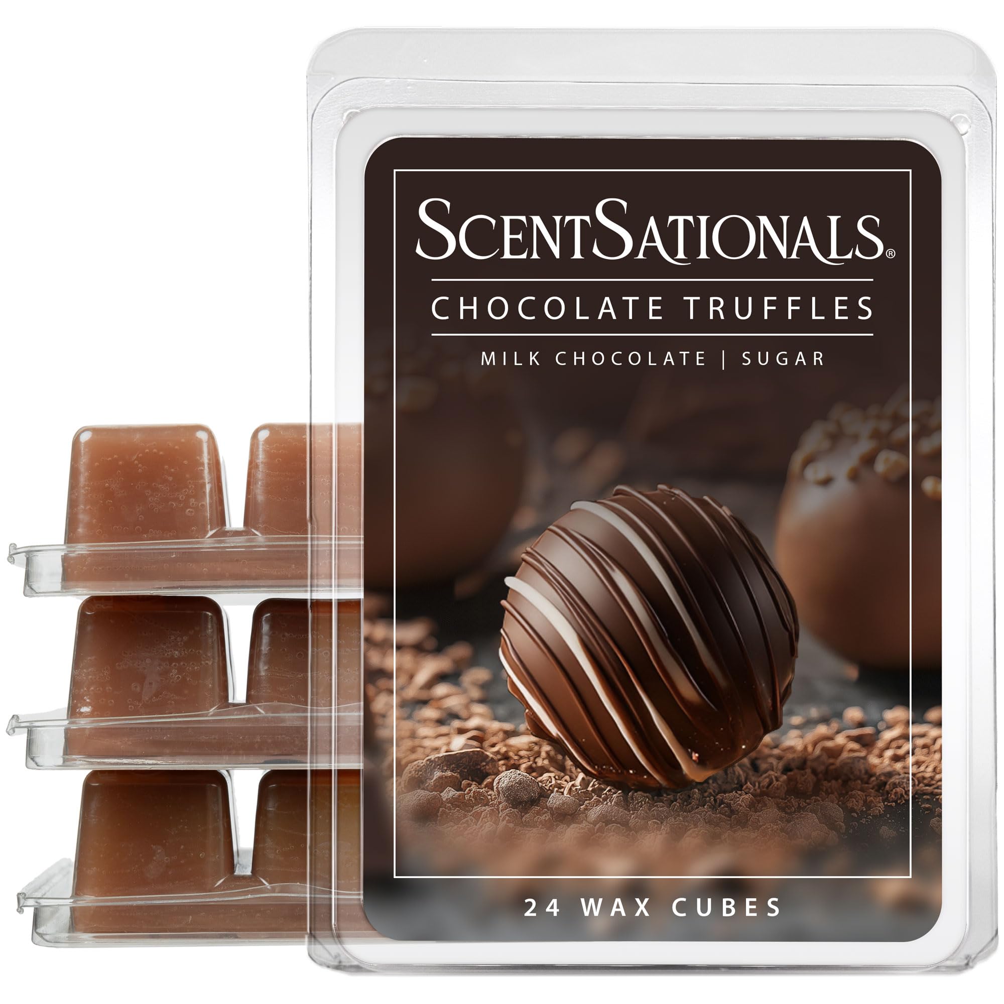 Scentsationals Wax Melts, Wax Cubes Strong Scent – Candy Collection Chocolate Truffles – Long Lasting Scented Melts for Warmer, 10oz (24-Cubes)
