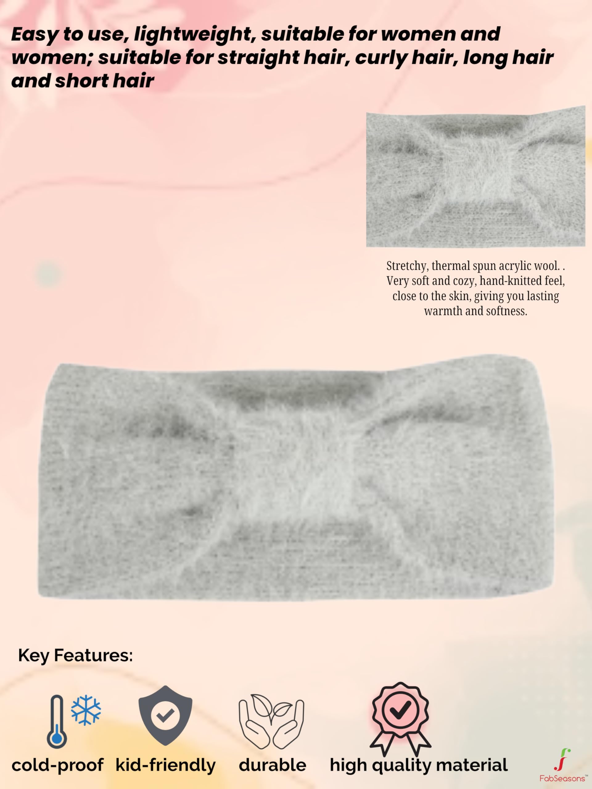 FabSeasons Acrylic Woolen Stretchable Winter headband/ear warmer/cap/Hair Accessory for Girls of 2-10 years - Image 3 thumbnail