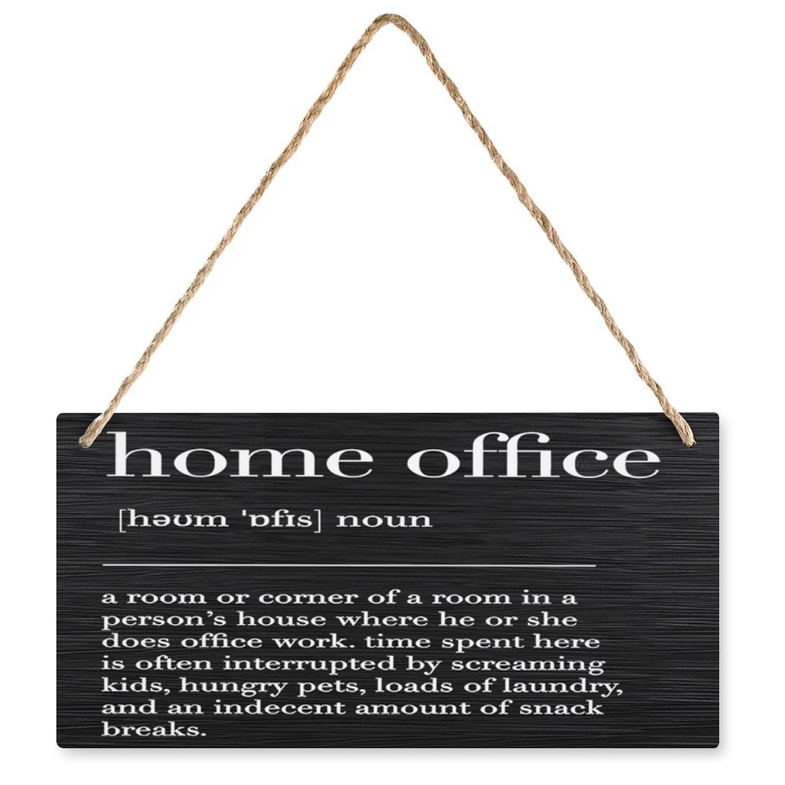 Wooden Hanging Plaque Home Office Definition | Rustic Farmhouse Family Home Wall Decor | 12x6 Inch