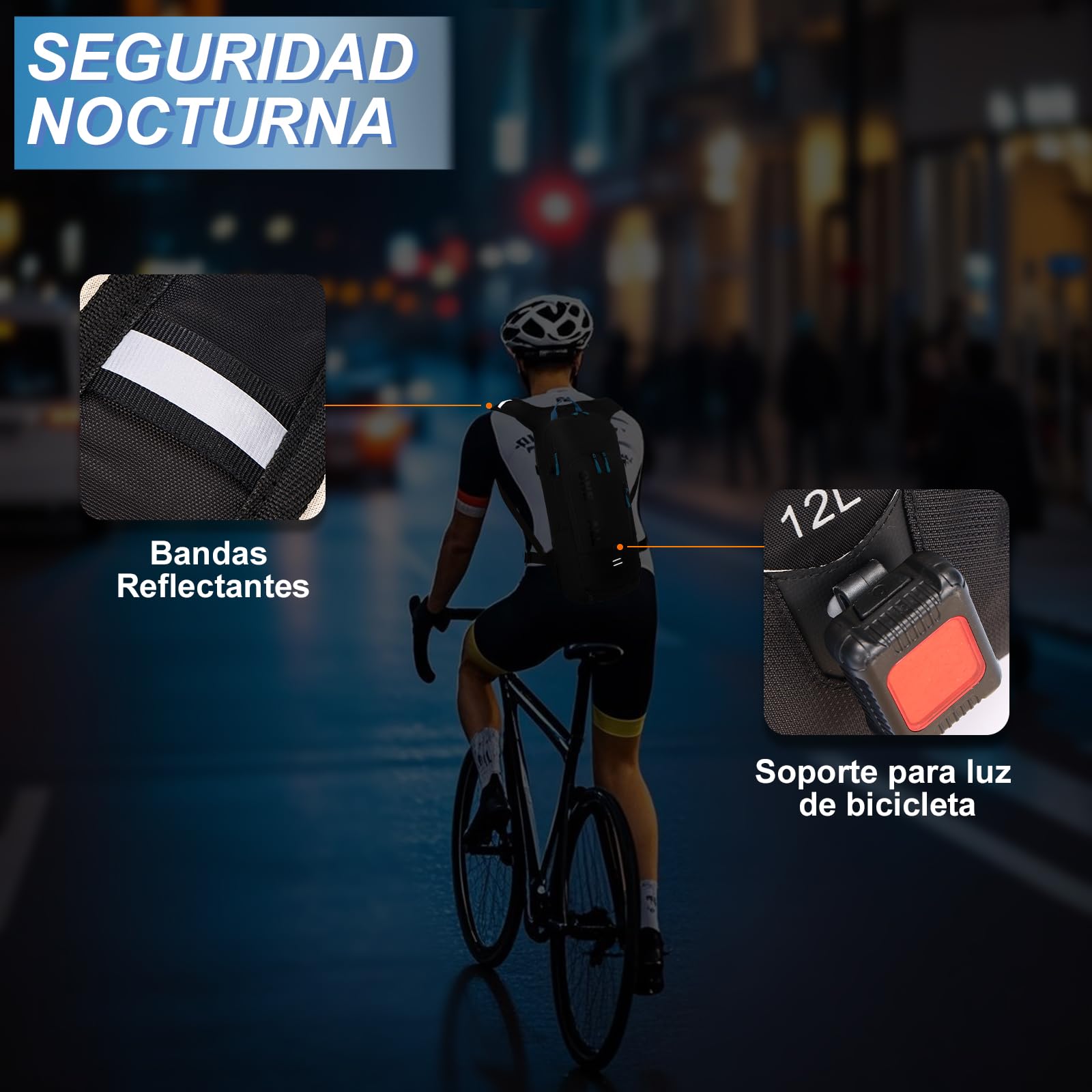 LOCAL LION Mochila de Ciclismo 12L, Mochilas Pequeña para Hombre y Mujer, Multifuncional para |Moto|Bicicleta|Enduro|Mtb|Running