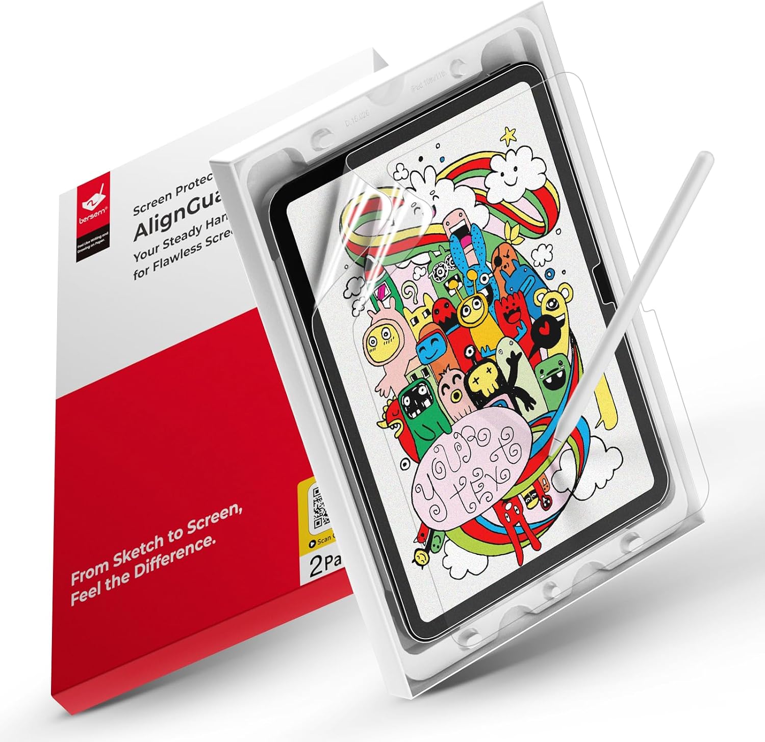 bersem 2 Pack Paperfeel Screen Protector for iPad Air 11 Inch M4/M3/M2 | AlignGuard Pro, Crafted for Natural Writing, High Sensitivity, Less Reflection