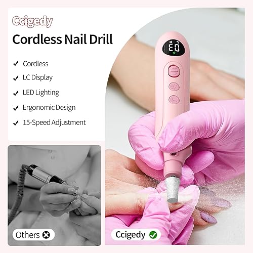 Miniatura 5 de Kit de molinillo eléctrico profesional de manicura y pedicura para uñas de los pies, juego de limas eléctricas inalámbricas para uñas gruesas,