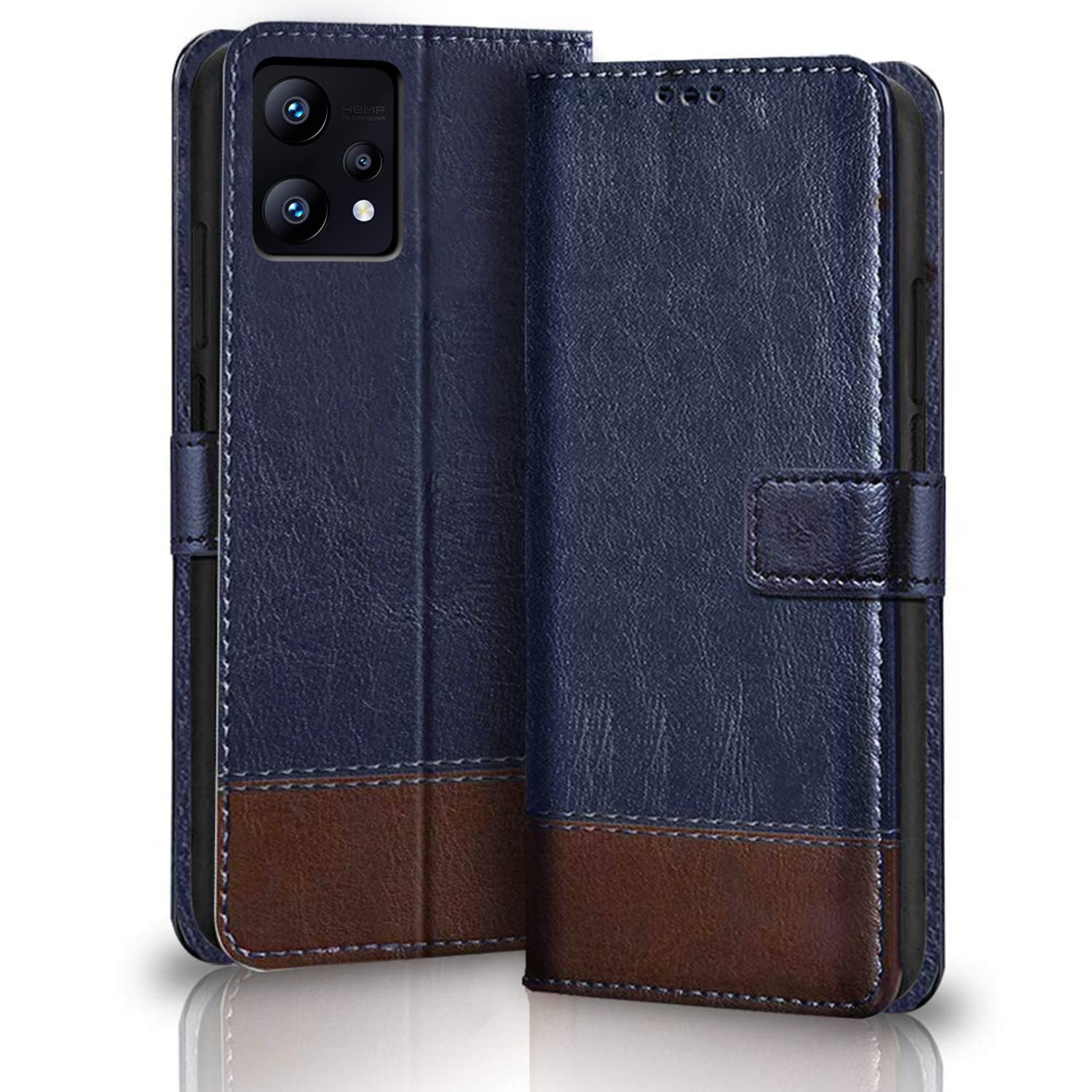 TheGiftKart Flip Back Cover Case for Realme Narzo 50 Pro 5G | Dual-Color Leather Finish | Inbuilt Stand & Pockets | Wallet Style Flip Back Case Cover for Realme Narzo 50 Pro 5G (Blue & Brown) (B0B1VFR5K3) Amazon Price History, Amazon Price Tracker