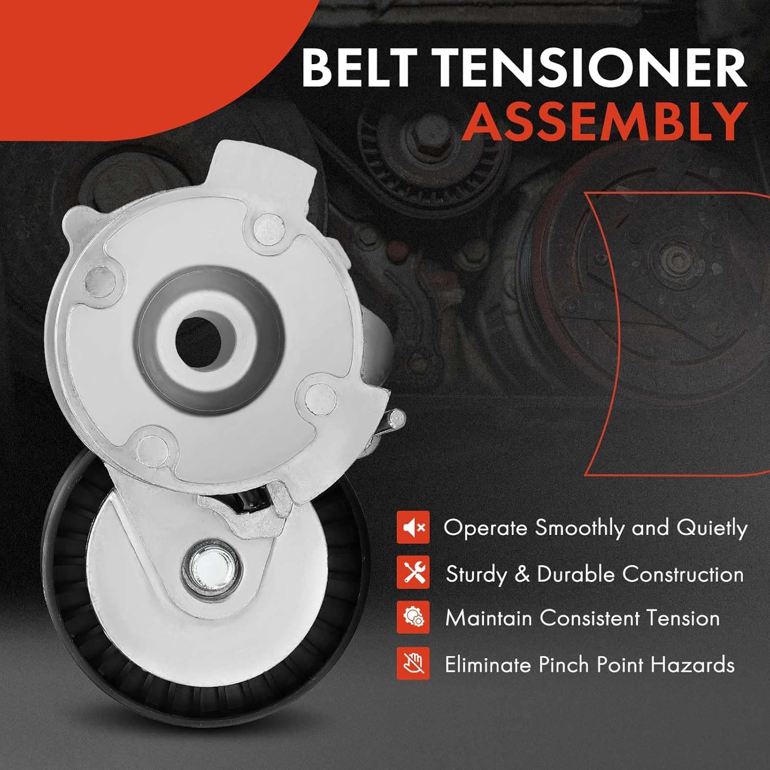 A-Premium A/C Belt Tensioner Assembly with Pulley Compatible with BMW 325i 325xi 325Ci 330i 330xi 330Ci 525i 530i 2003-2005 X3 2004-2006 X5 2002-2006 L6 2.5L 3.0L, Replace# 11287512758