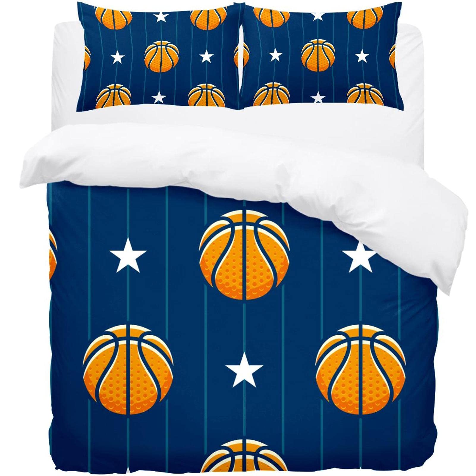 Housse de couette basket-ball étoiles lit double King size parure 3 pièces
